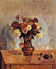 Dahlias in a Copper Vase by Paul Gauguin
